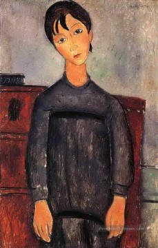 petite fille en tablier noir 1918 Amedeo Modigliani Peinture à l'huile